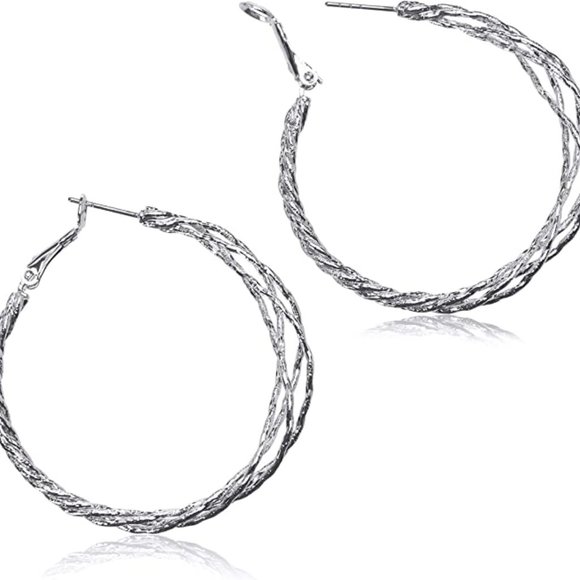 Braided Silver Hoop Earrings